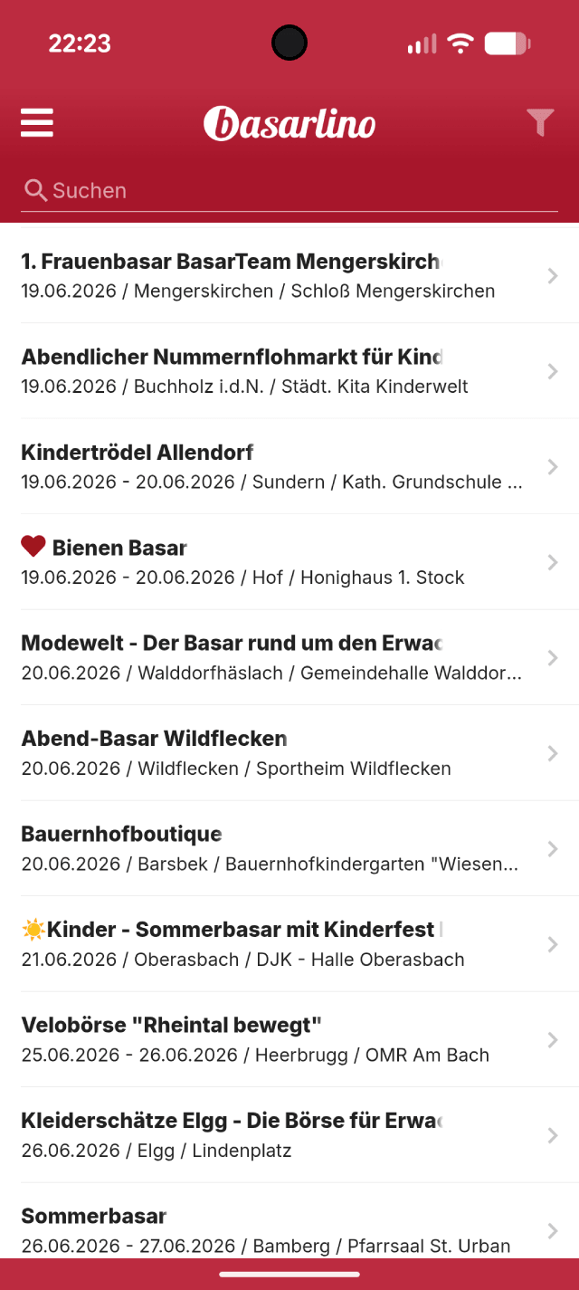 basarlino-App: Veranstaltungen in DE, AT & CH