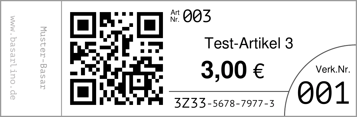 Test-Preisschild 3, 3,00 Euro